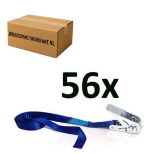 Voordeeldoos 56x JUMBO spanband blauw 500 cm 25 mm eindloos, 600 KG