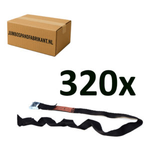 Voordeeldoos 320x JUMBO Spanband ZWART extra Grip klemgesp 100cm, 25mm, 250KG.