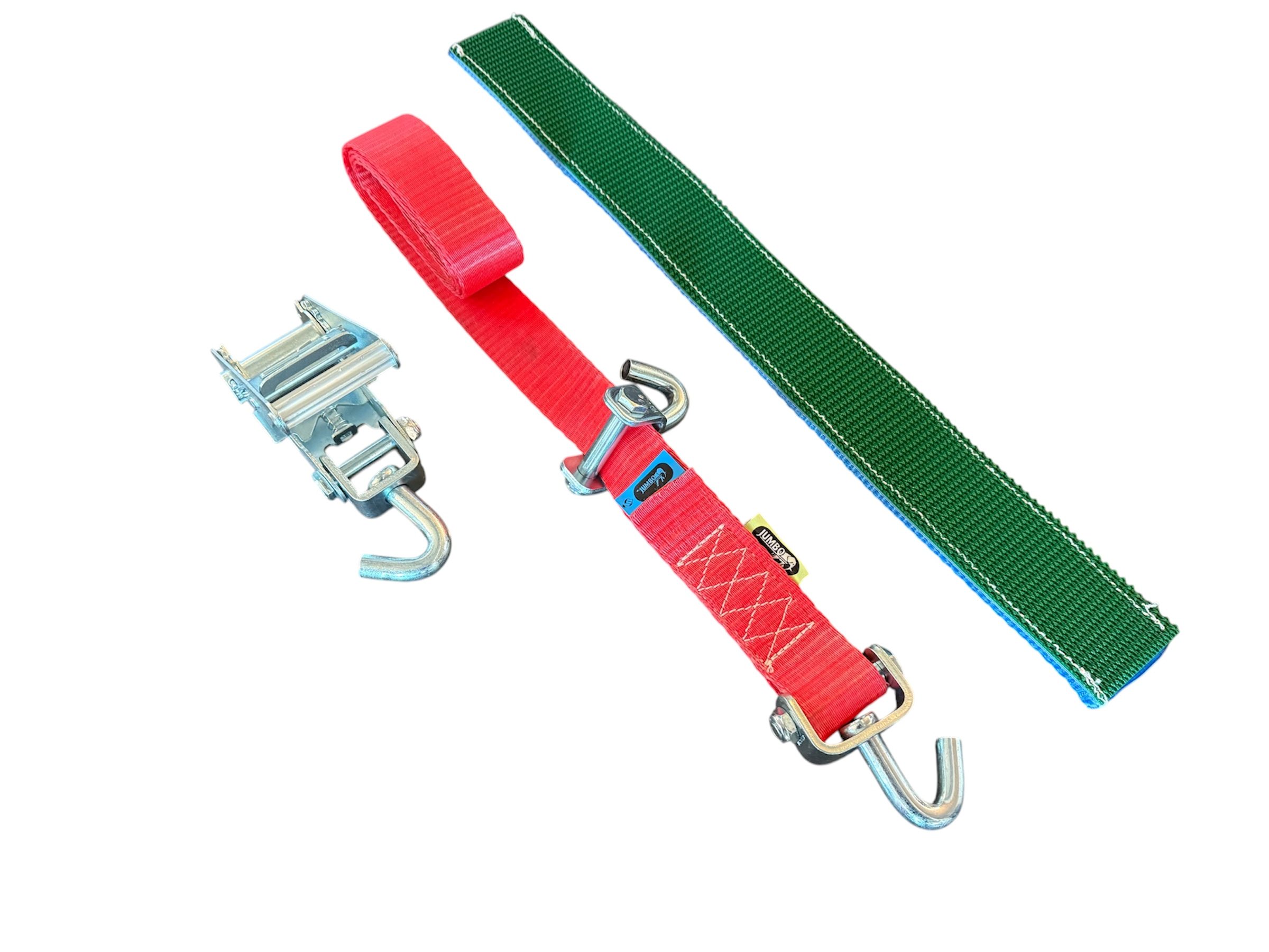 JUMBO heavy duty 3-punts autotransport spanband met ratel – draaibare haken – 3 m – 50 mm – met griphoes