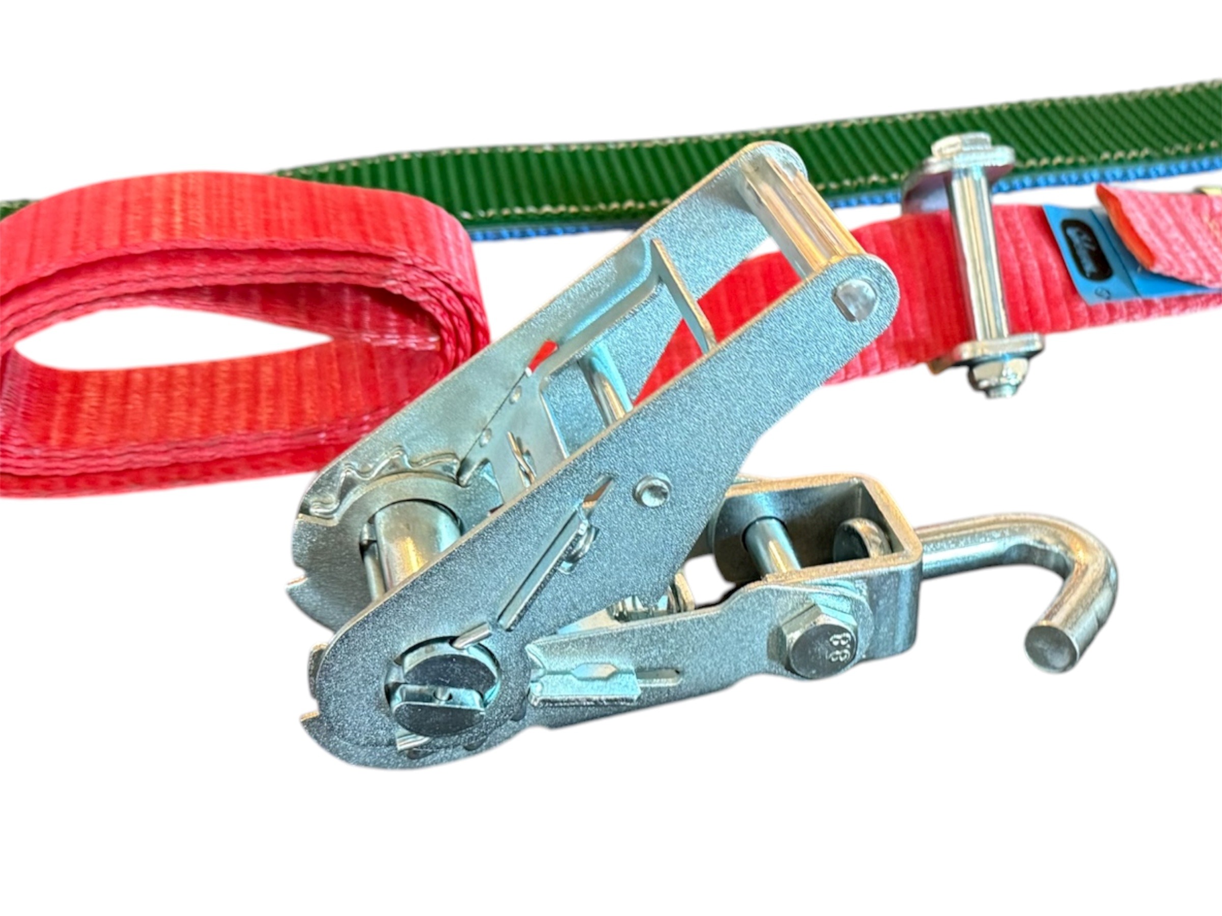 JUMBO heavy duty 3-punts autotransport spanband met ratel – draaibare haken – 3 m – 50 mm – met griphoes - Afbeelding 2